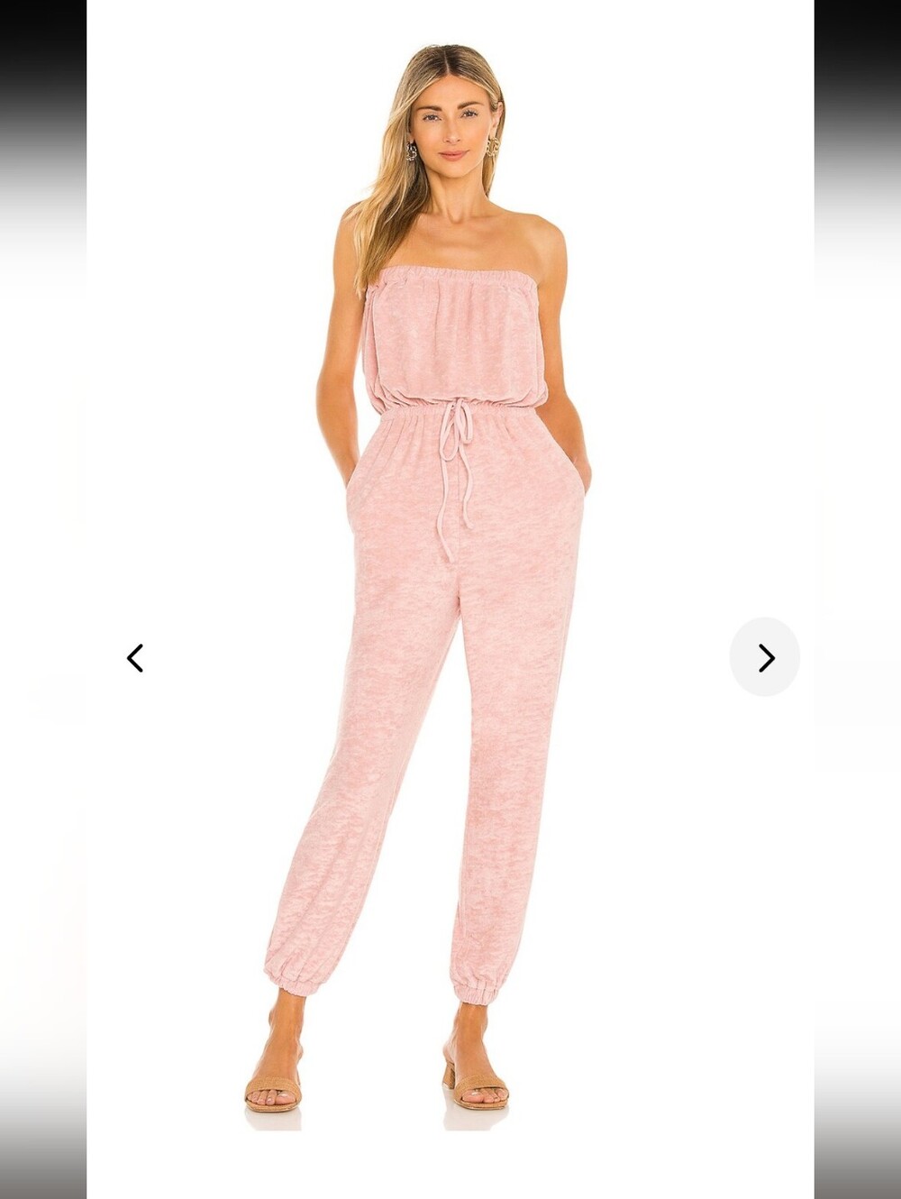 Lovers + Friends Katie Pink Rose Terry Strapless Backless Jumpsuit XS Revolve